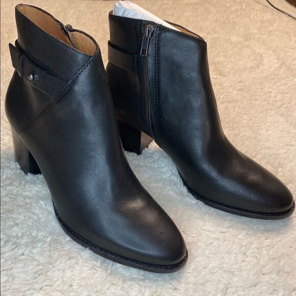 NWT Madewell Collar Stud Heeled Boots in True Black 9.5 - Picture 1 of 9